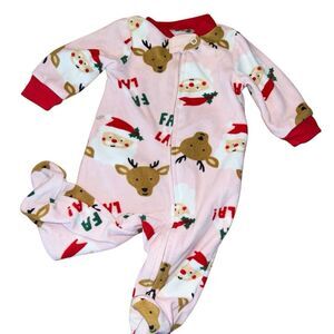 Baby girls pink Christmas onesie Pajama  3 months